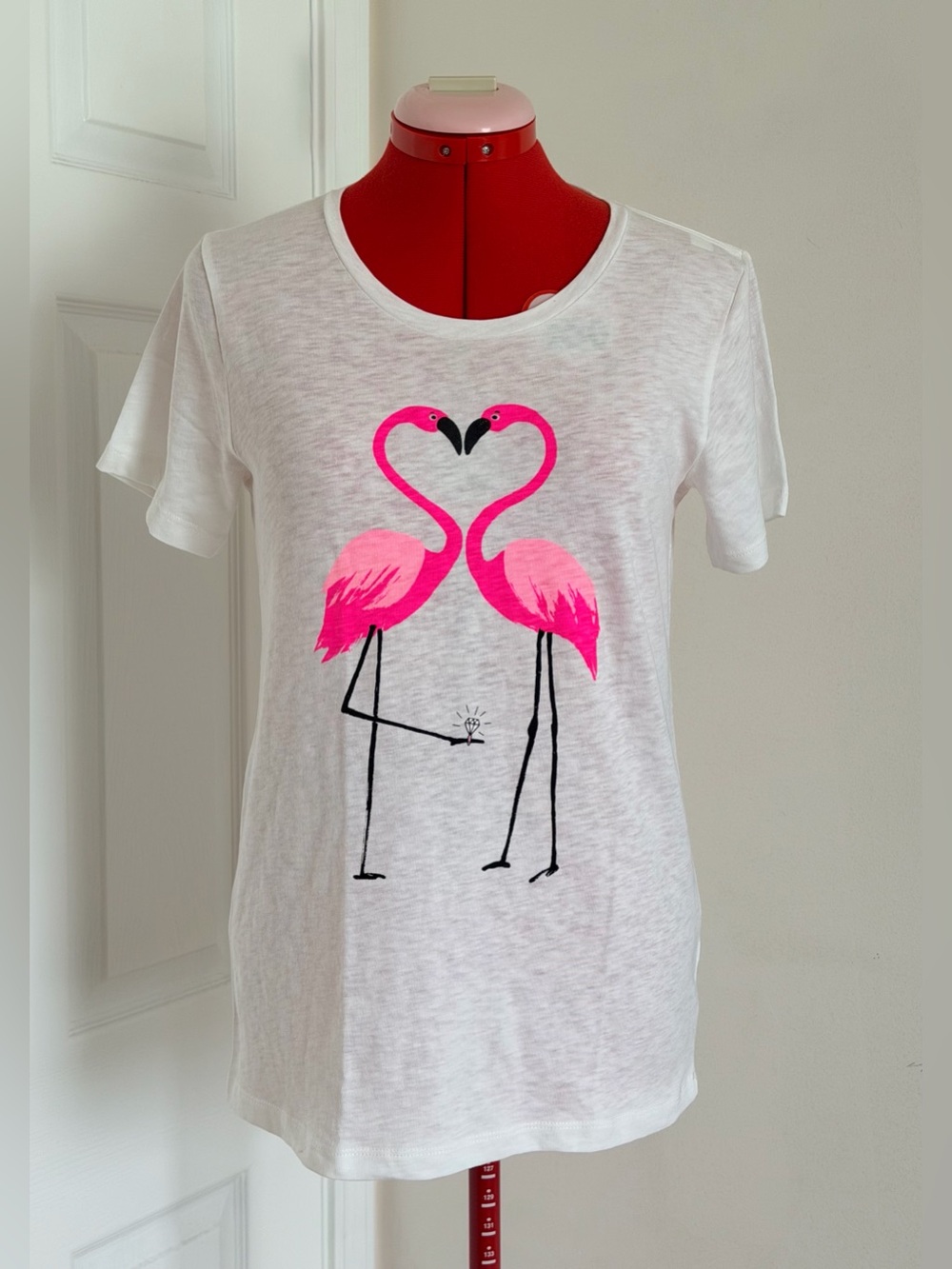 NWOT NEW J.Crew Factory White Flamingo Collector Tee Cotton Graphic Top J2224 S